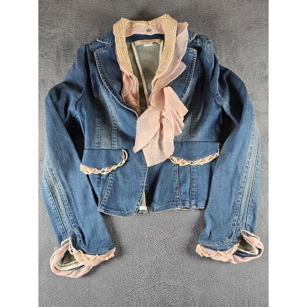Donzella Romana Pearl & Ruffle Denim Jacket